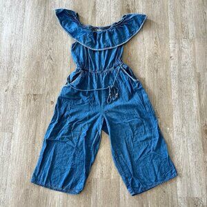 Womens Wrapper Denim Capri Jumpsuit - M